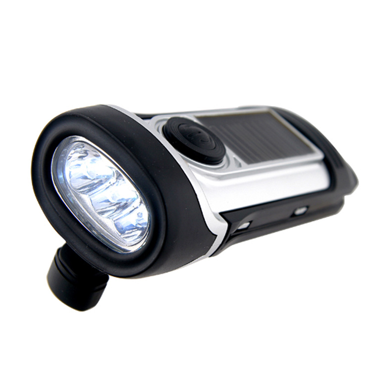 LED Small Sun Hand Crank Generator Diving Flat Torch