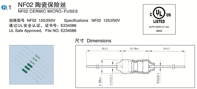 Ceramic Micro Fuse with UL Certificate 1A-5A 250V UL Fuse