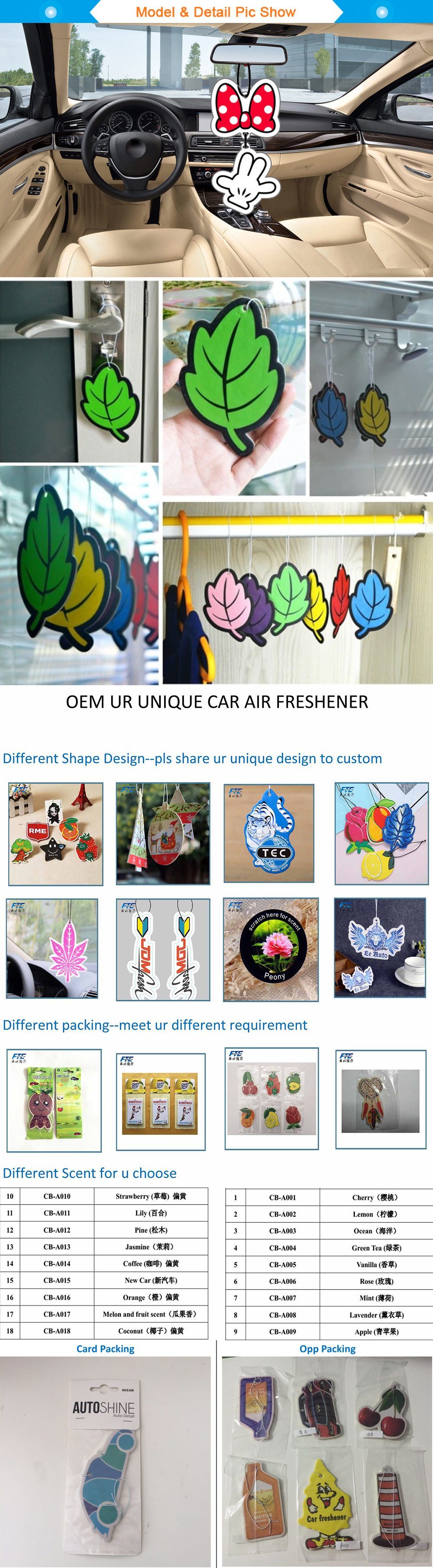 Printing Logo Custom Hanging Paper Car Air Freshener