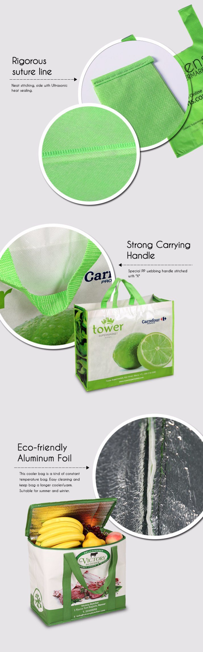 Large Reusable PP Non Woven Laminated Shopping Bag