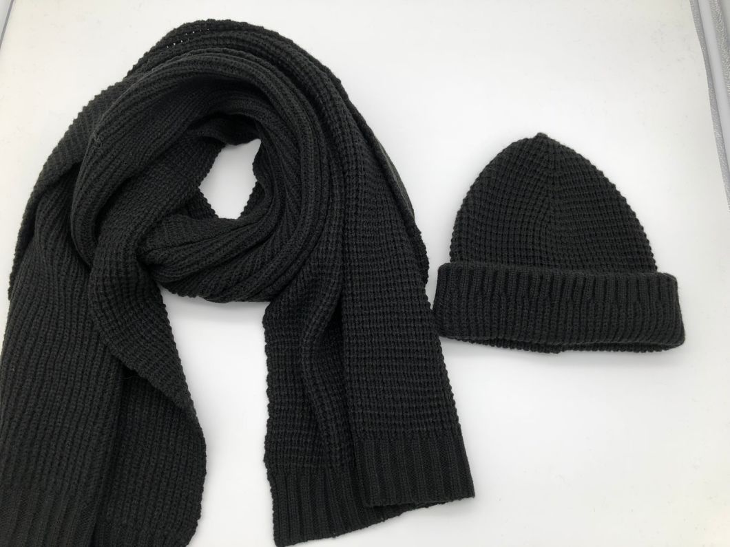 100% Acrylic Men's Sets Hat& Scarf for Sale