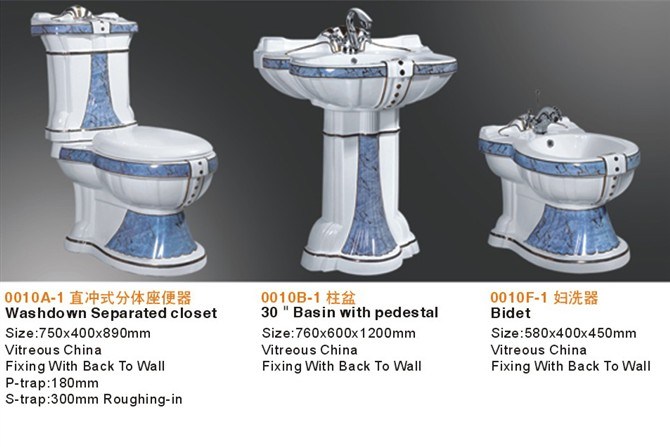 Luxury Design Ceramic Sanitaryware Bathroom Suite for Toilet Pedestal Basin