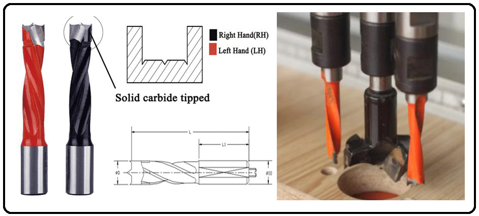 70mm Right Hand Roation Multi-Borinbg Dowel Drills for Blind Holes