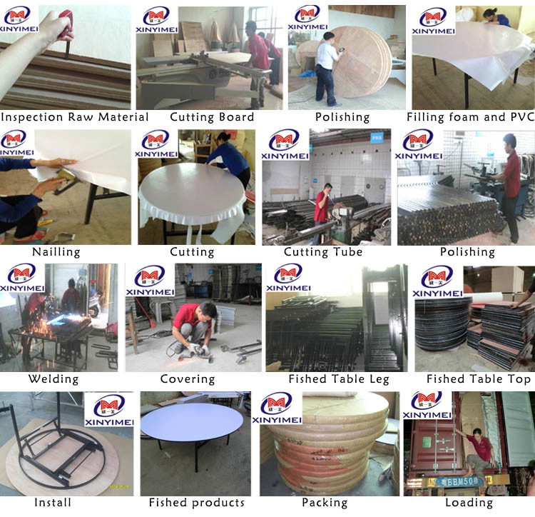 Round Plywood Foldable PVC Coated Hotel Dining Table