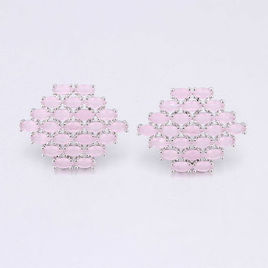 White Gold Plated Colorful Zirconia Stud Earring for Party