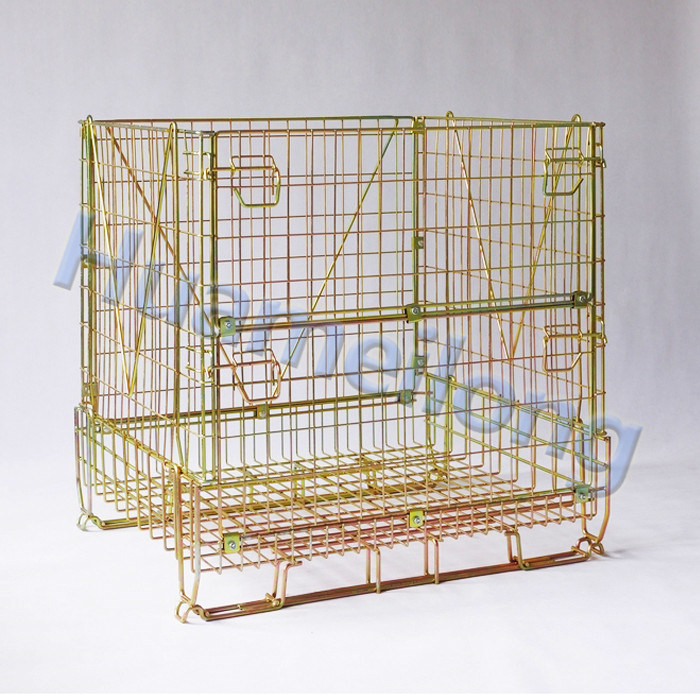Euro Durable Foldable Metal Pet Preform Storage Wire Mesh Basket