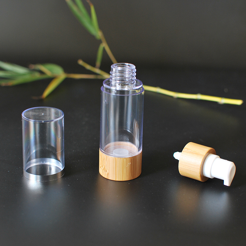 Plastic Cosmetic Bamboo Airless Pump Bottle (PPC-PB-003)