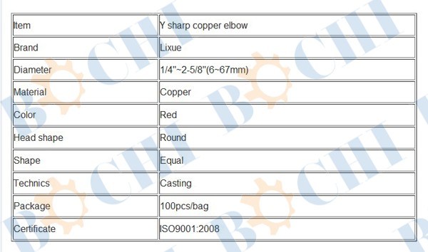 Y Type Copper Fittings Pipe Fitting