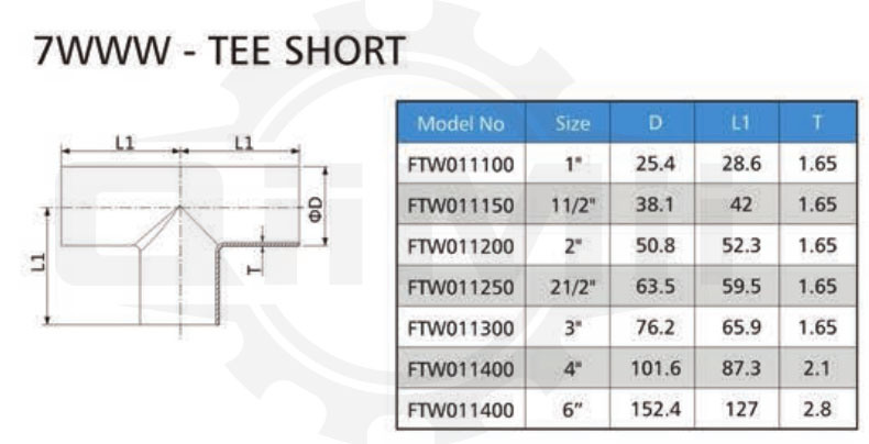 7www Stainless Steel Sanitary Pipe Fittings Weld Short Tee