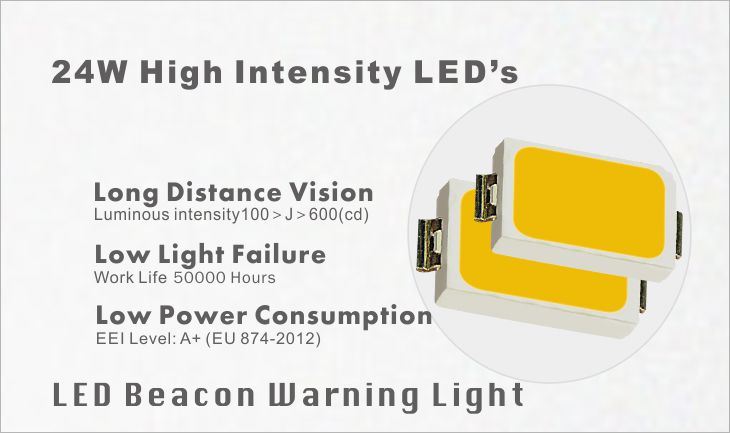 Amber Beacon Flexible DIN Pole Mount Tractor Rotating LED Warning Light ECE R65 IP69K