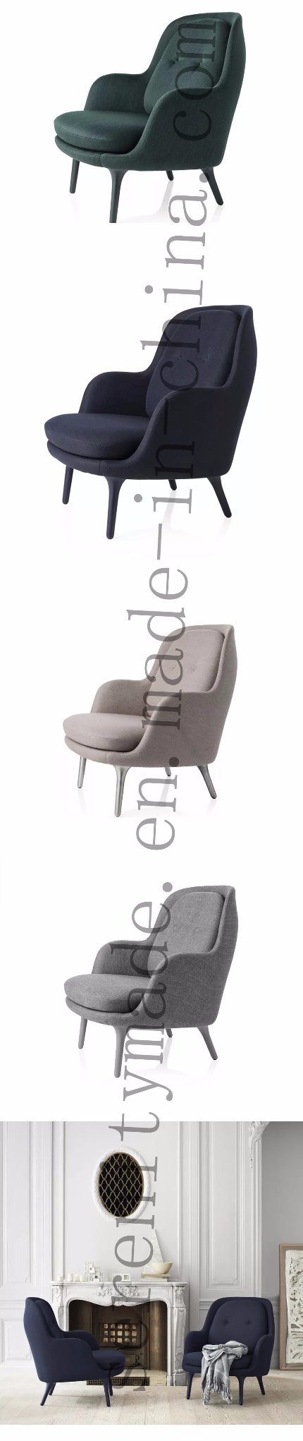 Modern Miniature Velvet Upholstered FRI Lounge Lobby Fabric Chair