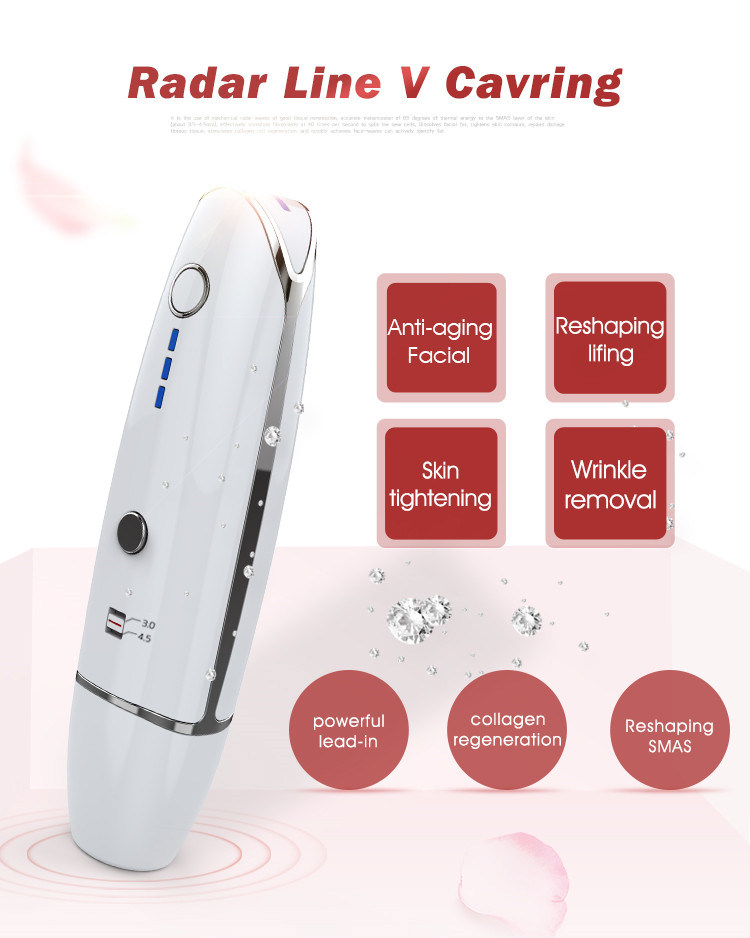 Mini Hifu Focused Ultrasound Bipolar RF Face Neck Lifting Beauty Massager Wrinkle Removal Tightening Mini Radar V Curing