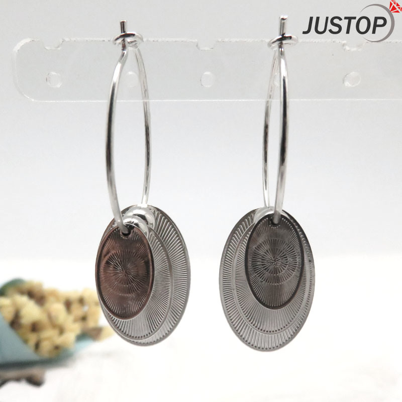 Fashion Earrings with Thread Pattern Oval Sheets for Christmas Gifts