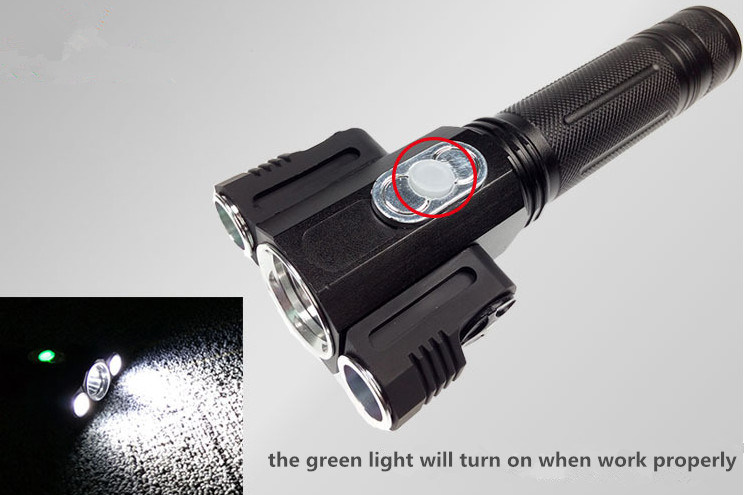 Three Head Flashlight Multifunction LED Strong Light Torch with Strong Magnet