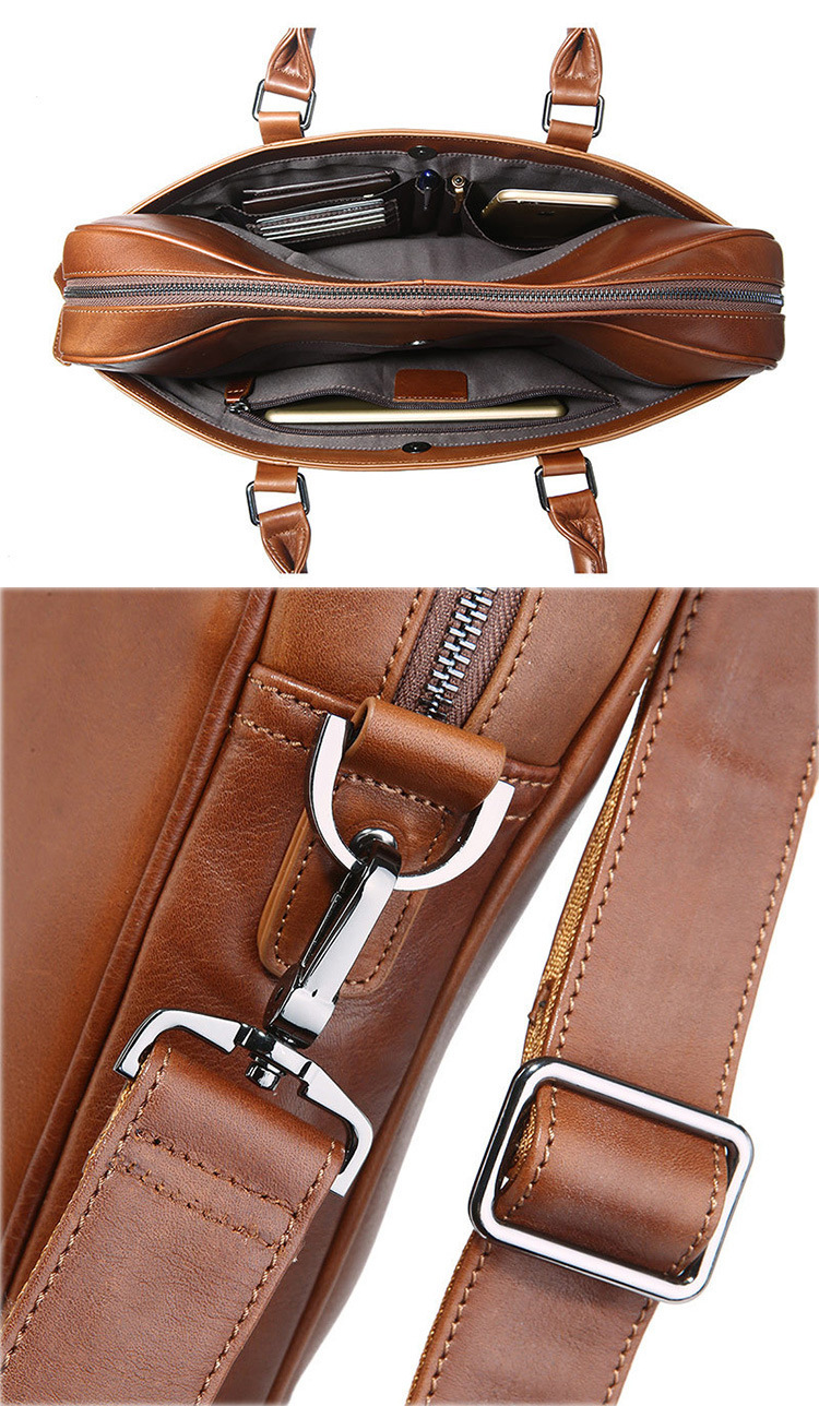 Factotry Price Brown Mens Designer Bags Leather Laptop Briefcase