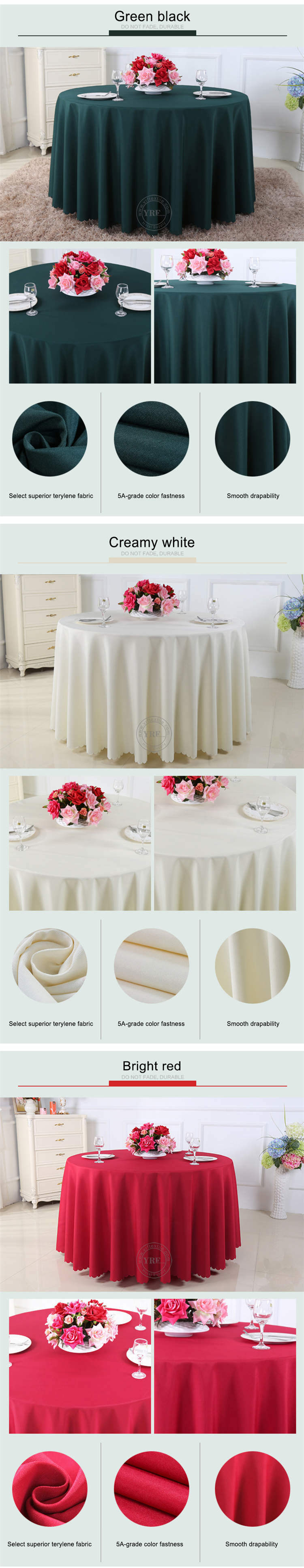 Factory Wholesale Hotel Polyester Damask Round Wedding Table Cloth