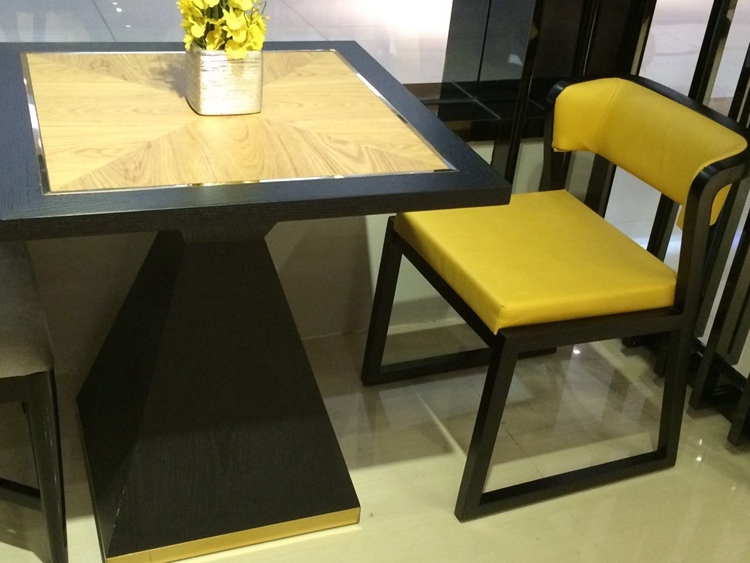 Yellow PU Leather Dining Room Chair for Hotel Restaurant Cafe