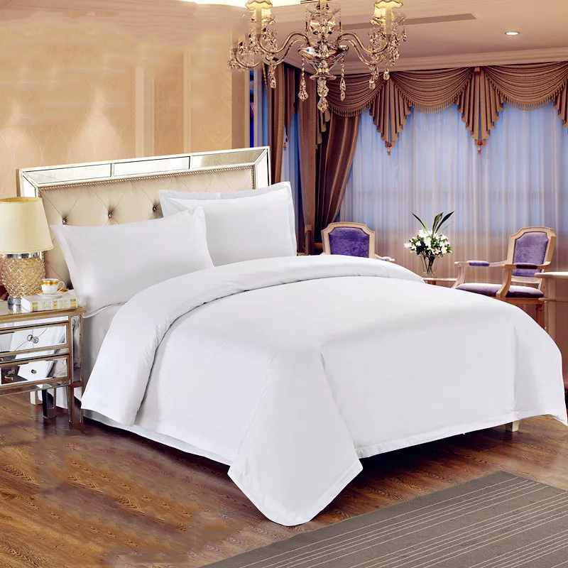 Bontique 50% Cotton White Satin Bedding Set for 5 Stars Hotel