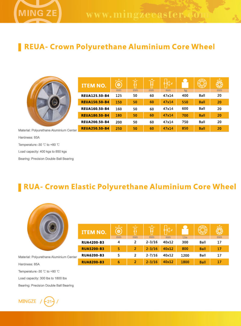 Crown Polyurethane Aluminum Core Caster Wheel