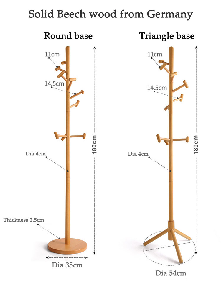 Beech Wood Free Standing Tree Shape Hanger Stand Coat Rack