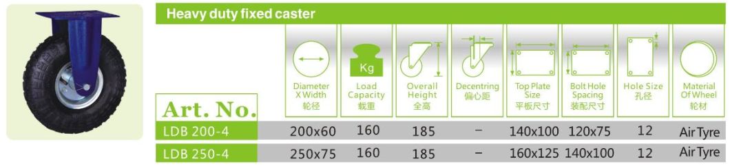 8'' 10'' Fixed Heavy Duty Castor, Pneumatic Castor