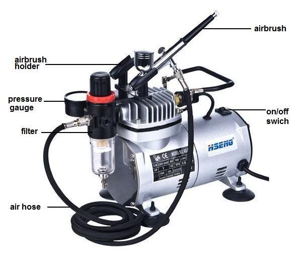 AS18K-2 Mini Airbrush Compressor with Pnumatic Airbrush for Airbrush Art