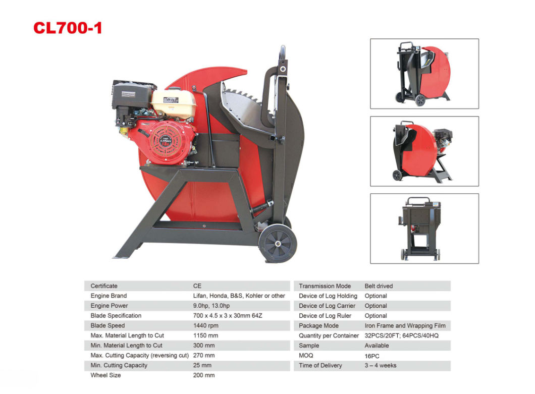 Hot Sale 700mm Hydraulic Manual or Electric Strat Efficient Log Saw