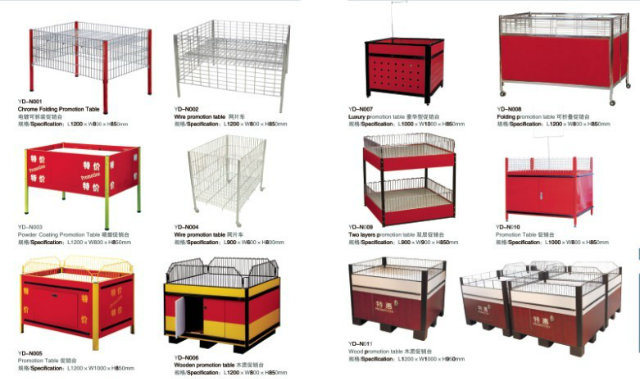 Market Promotion Table Vegetable Display Woden Rack Table with Wheels