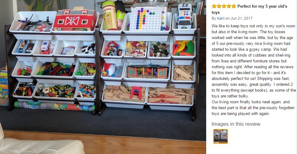 Wooden Toy Storage Rack with 12 Plastic Bins