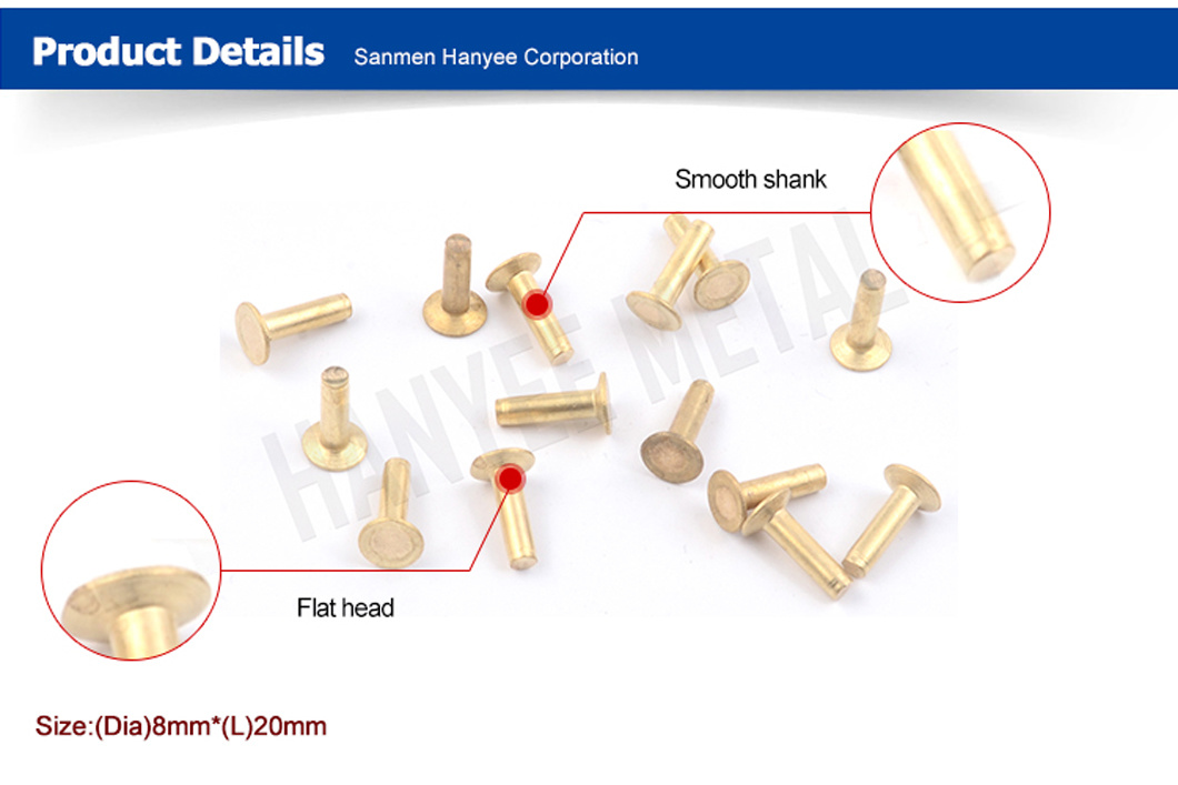 Our Factories 20 Years' Experience Quality Chinese Products Accept OEM Brass Motorcycle Parts Accessories Solid Rivet