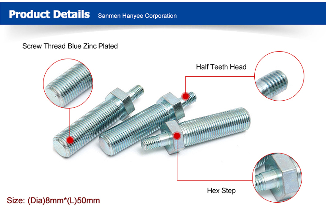 Heavey machine Fastener White Blue Zinc Plated Strengthen Screw