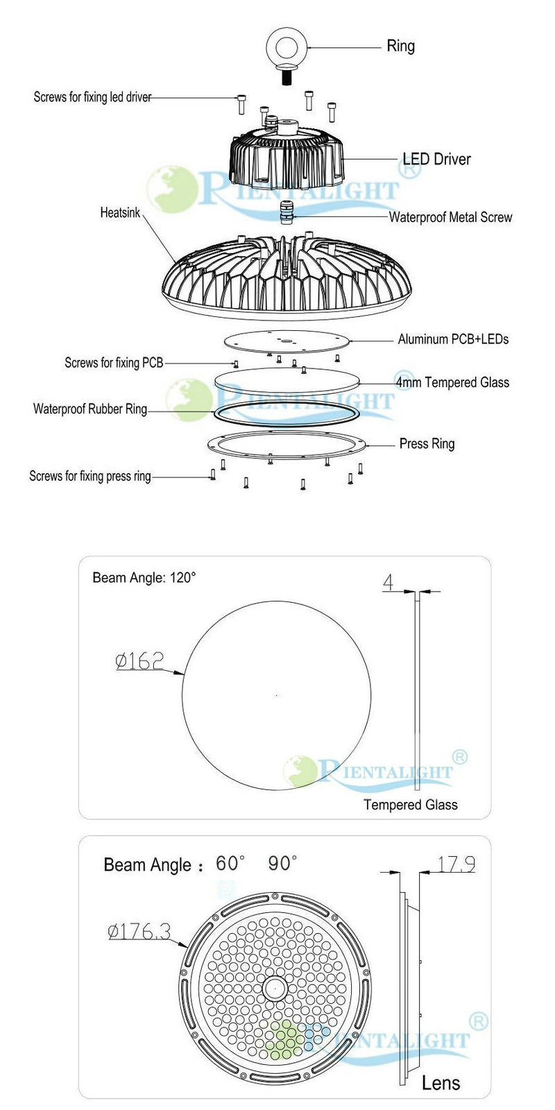 Warehouse Shipyard Industrial Lamp 100W UFO LED High Bay Light