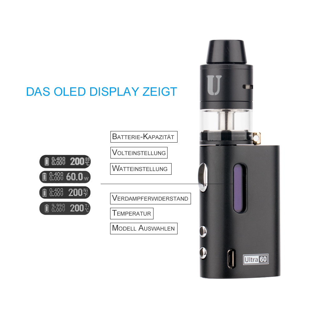 Jomo 2016 New Product Rdta DIY Box Mod Kit 60W Ultra 60 Tc Vaporizer