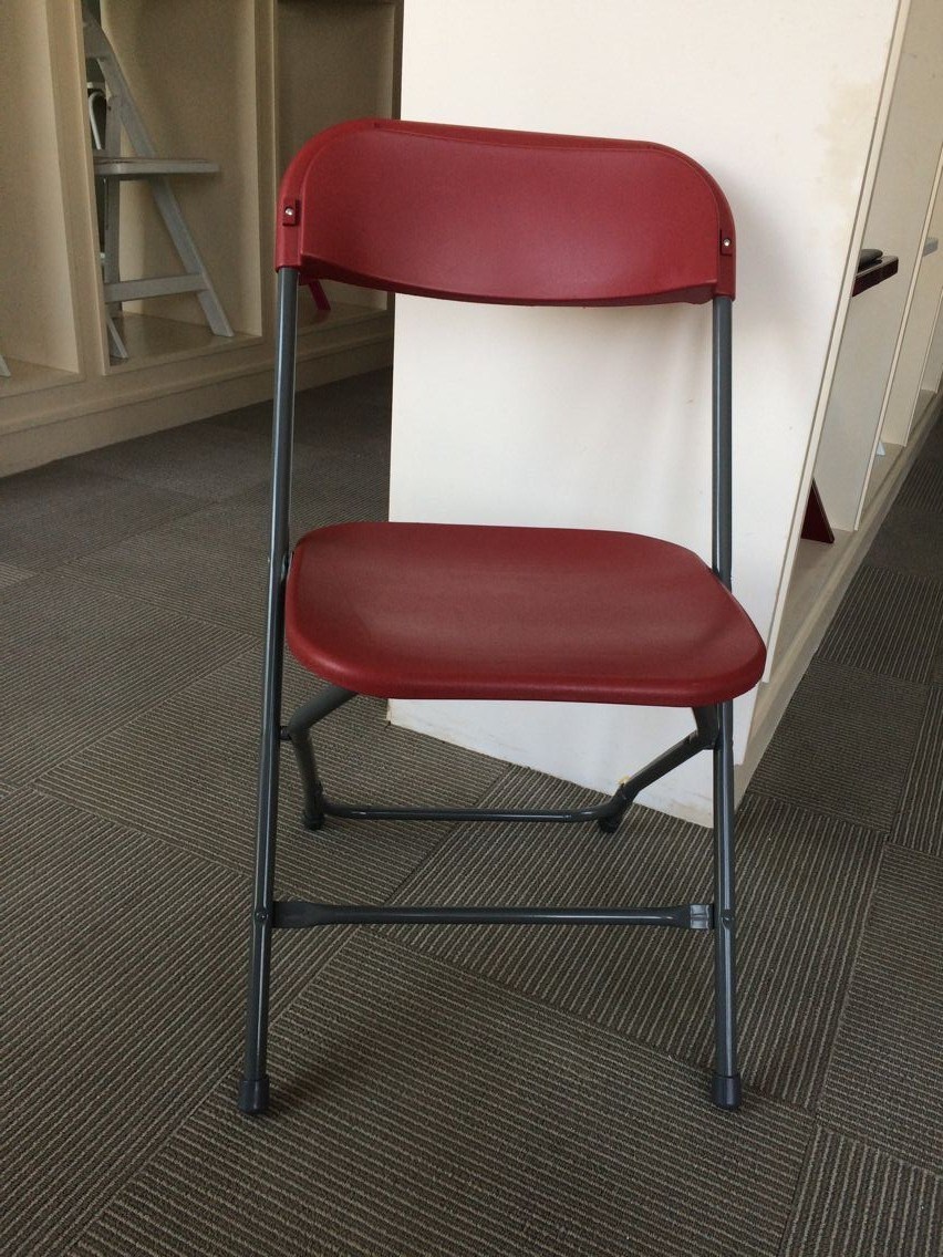 White Plastic Folding Chair with Grey Legs