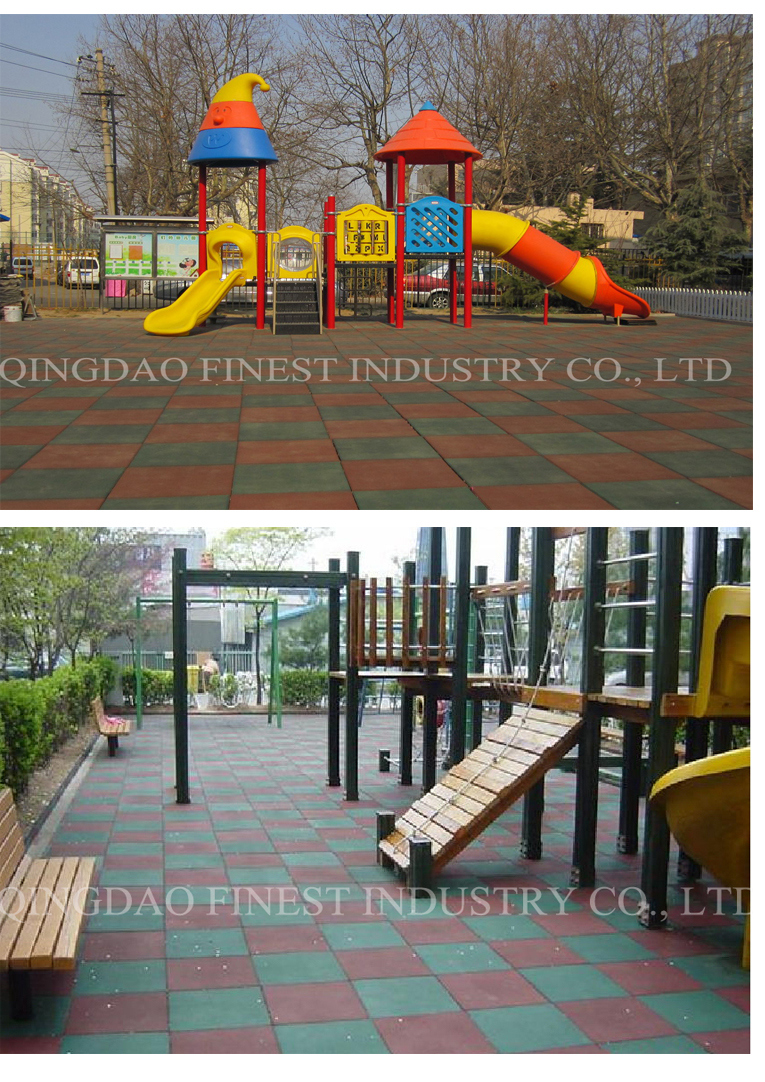 Anti-Slip Playground Tiles for Children Safety Outdoor Rubber Tile