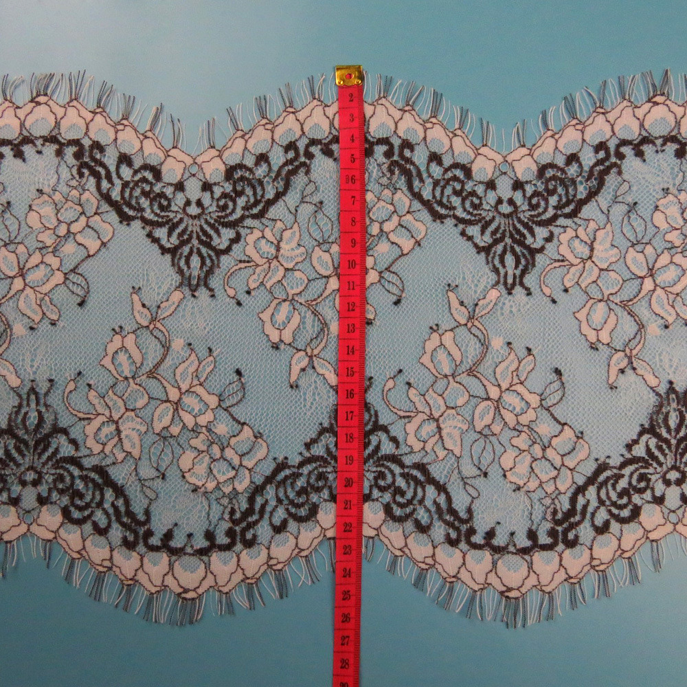 26cm Double Side Scallop Cord Flower Design Eyelash Lace Trim for Garment Clothing