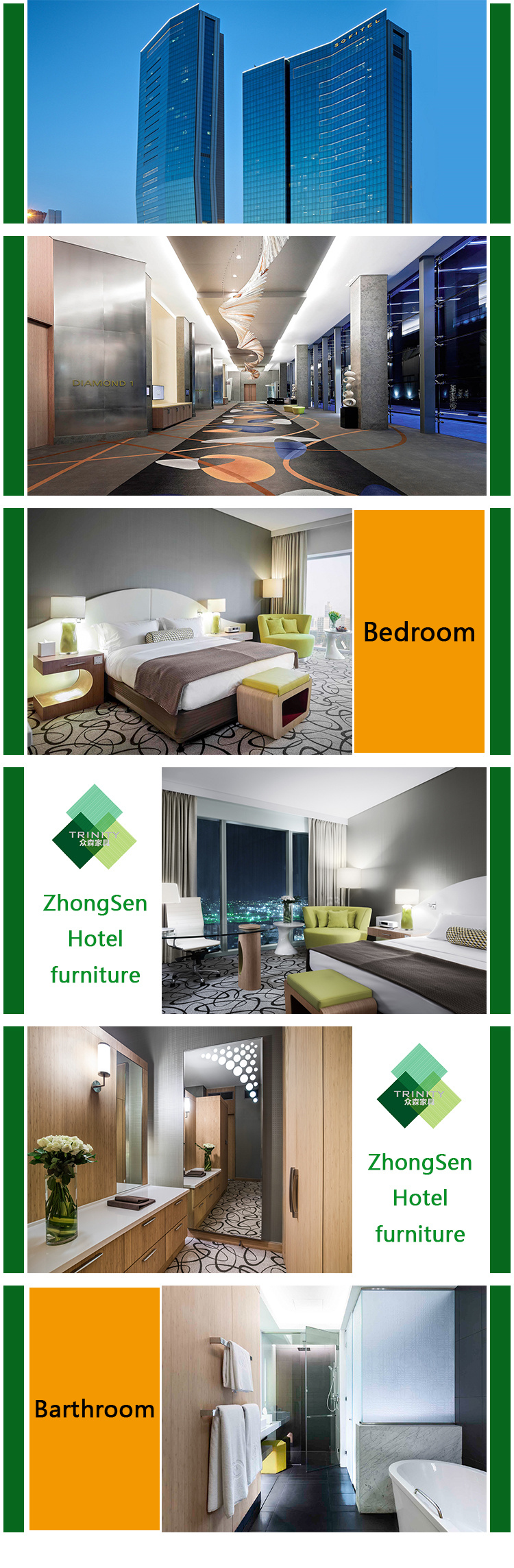 Customization 5 Star Modern Design Luxury Wooden Bedroom Furniture for Dubai Sofitel Hotel Room