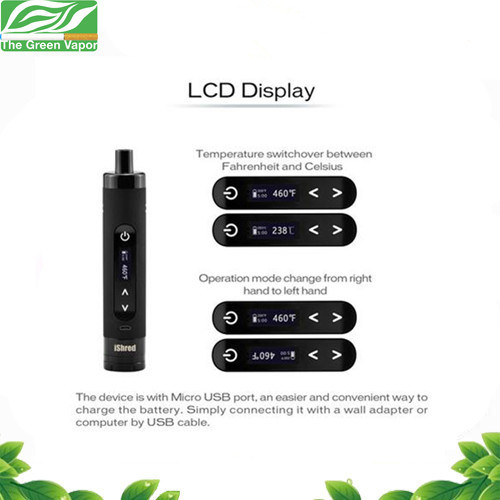 New Design Dry Herb Vaporizer Kit Ishred 2600mAh with Built in Grinder