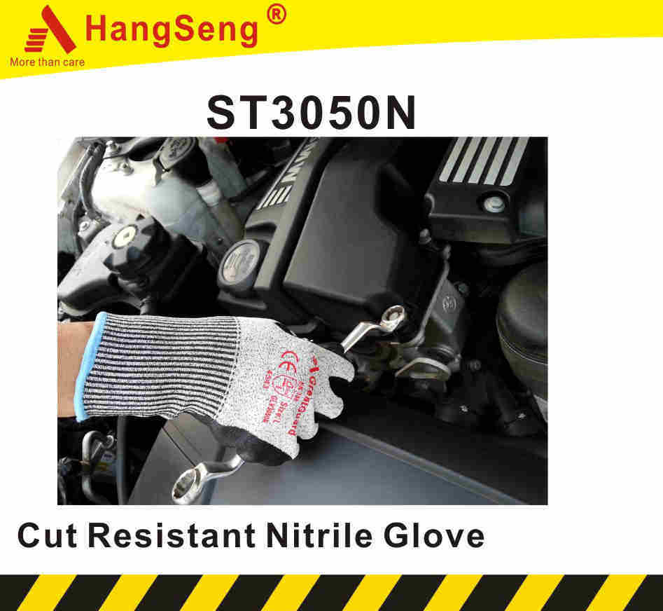 Cut Resistant 5 ANSI A5 Sandy Foam Nitrile Safety Work Glove