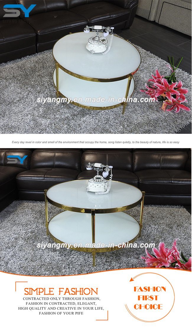 New Design Fashionable Two Layer MDF Glass Coffee Table