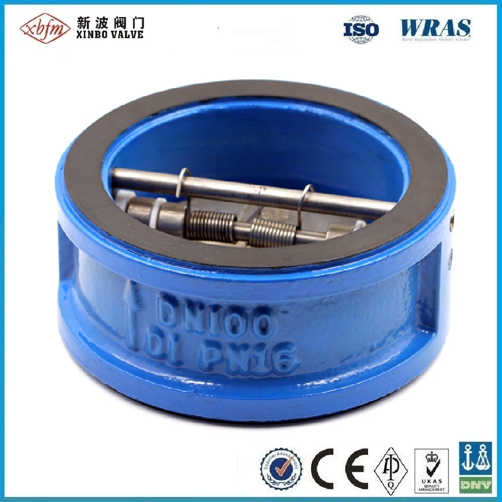 Pn16 Dn100 Ductile Iron Spring Loaded Dual Disc Wafer Check Valves