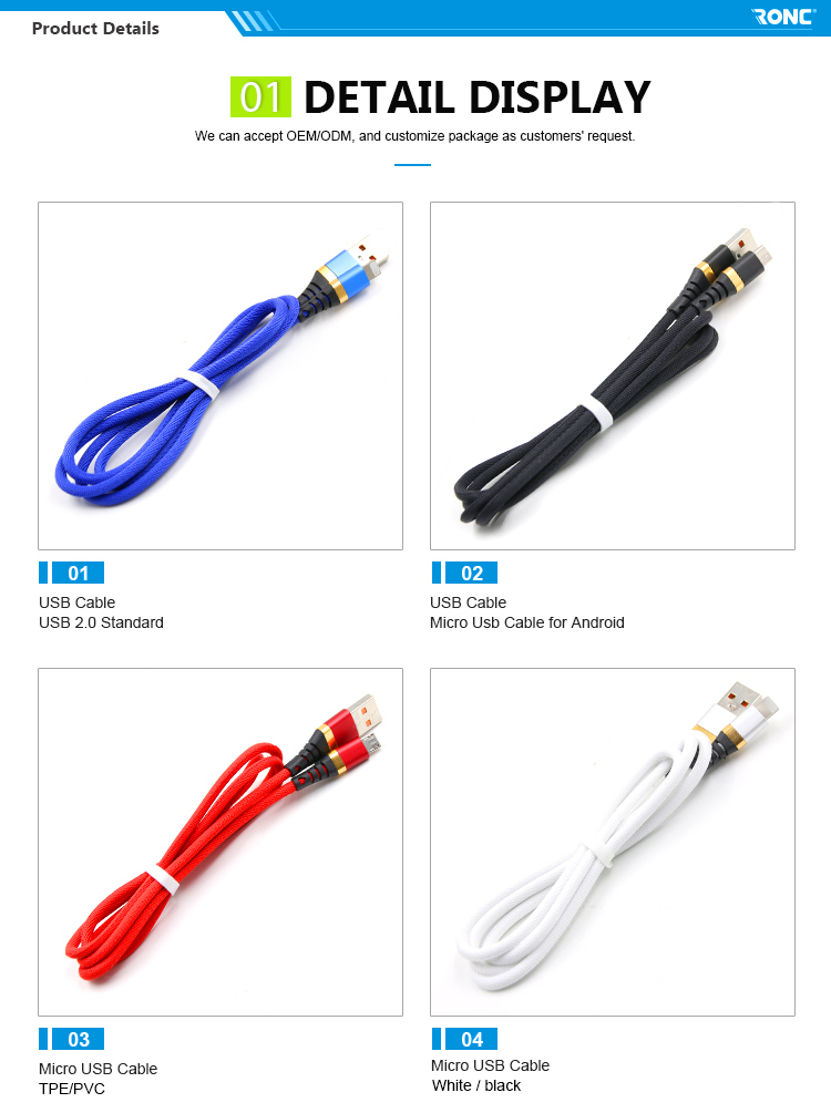 Wholesale High Quality Alloy Connector Fast USB Charging Data Cable
