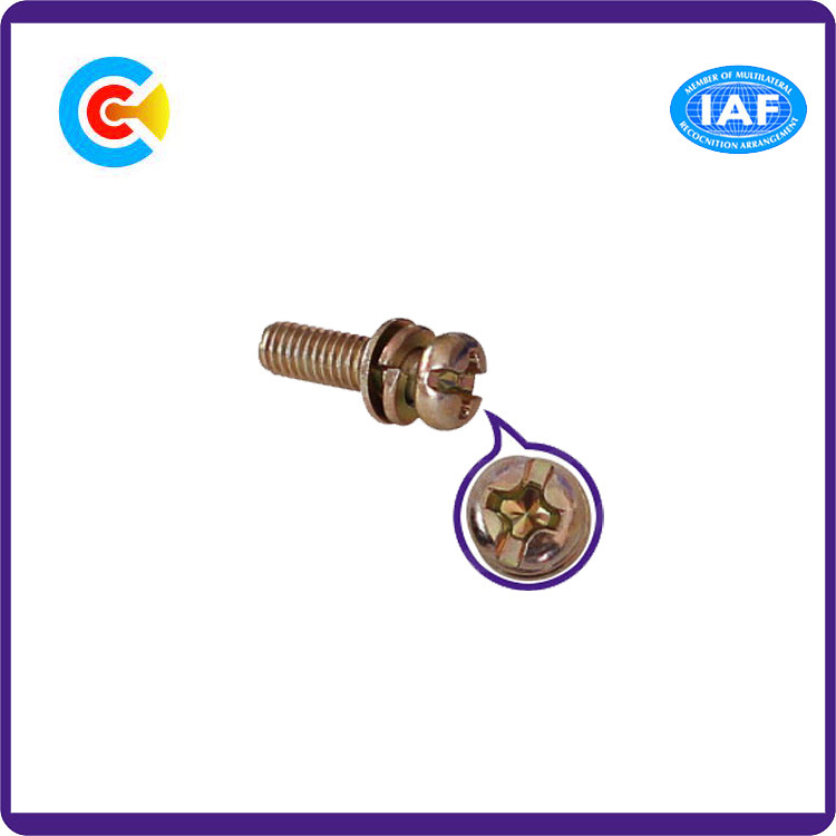 Multicolored Stainless Steel Fastener/Fittings Cross/Phillips Pan Head Screws with Gasket/Washer