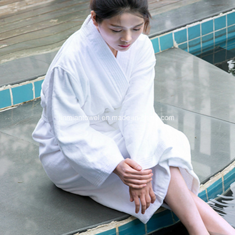 Customized 100% Cotton White Hotel Terry Towel Cloth SPA Bathrobe / Bath Robe