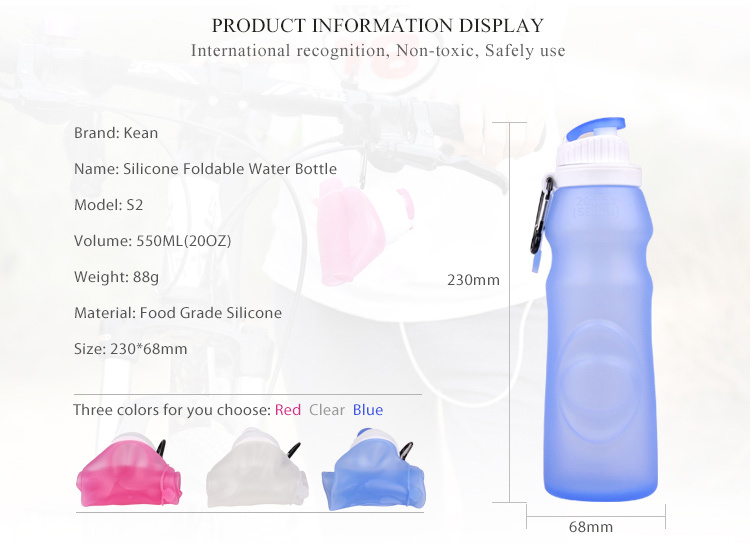 Eco Silicone Material Leakproof Foldable Outdoor Sport Collapsible Water Bottle