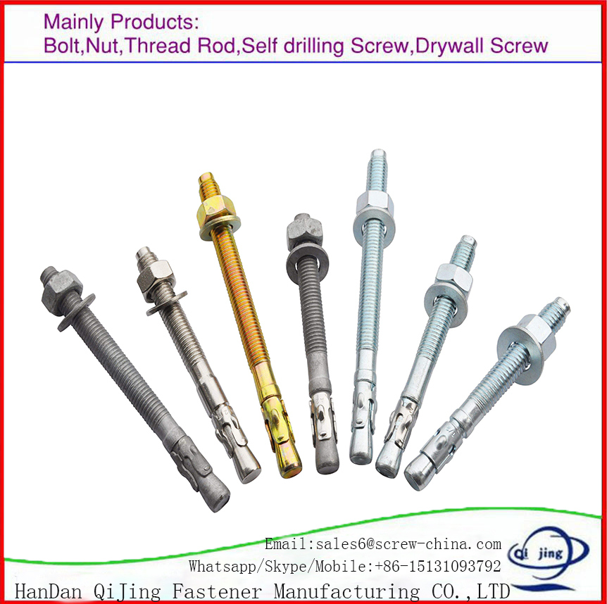 High Quality Ss 304/316L Carbon Steel Expansion Wedge Anchor Bolt with Nut, Washer