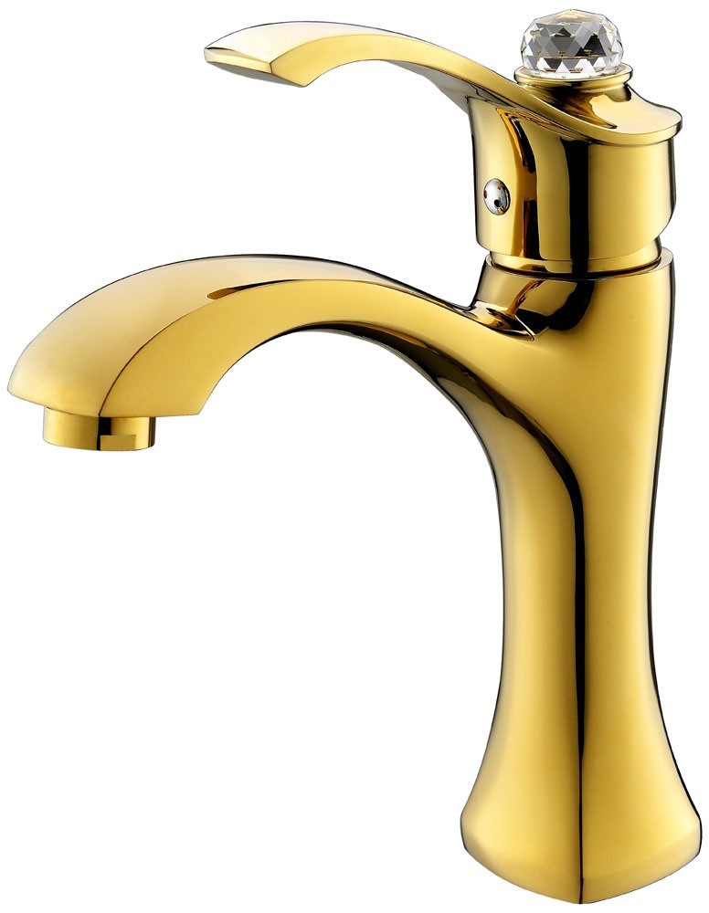 Golden Color with Crystal Single Handle Basin Faucet Mixer