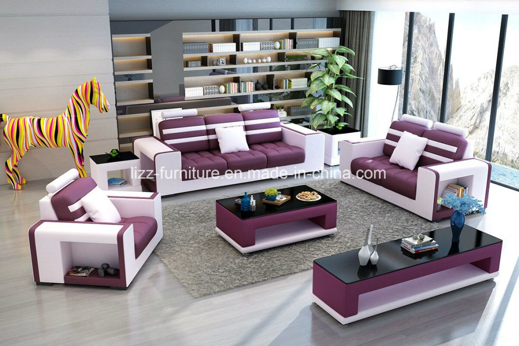 Modern Wooden Genuine Sectional Couch Leather Sofa Bed