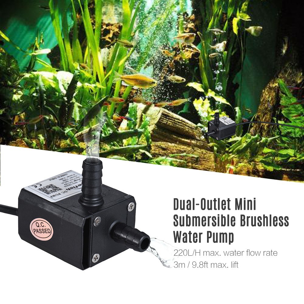 Bluefish Centrifugal Submersible Deep Well Amphibious Pumps for Water Landscape DC 12V Flow 220L/H