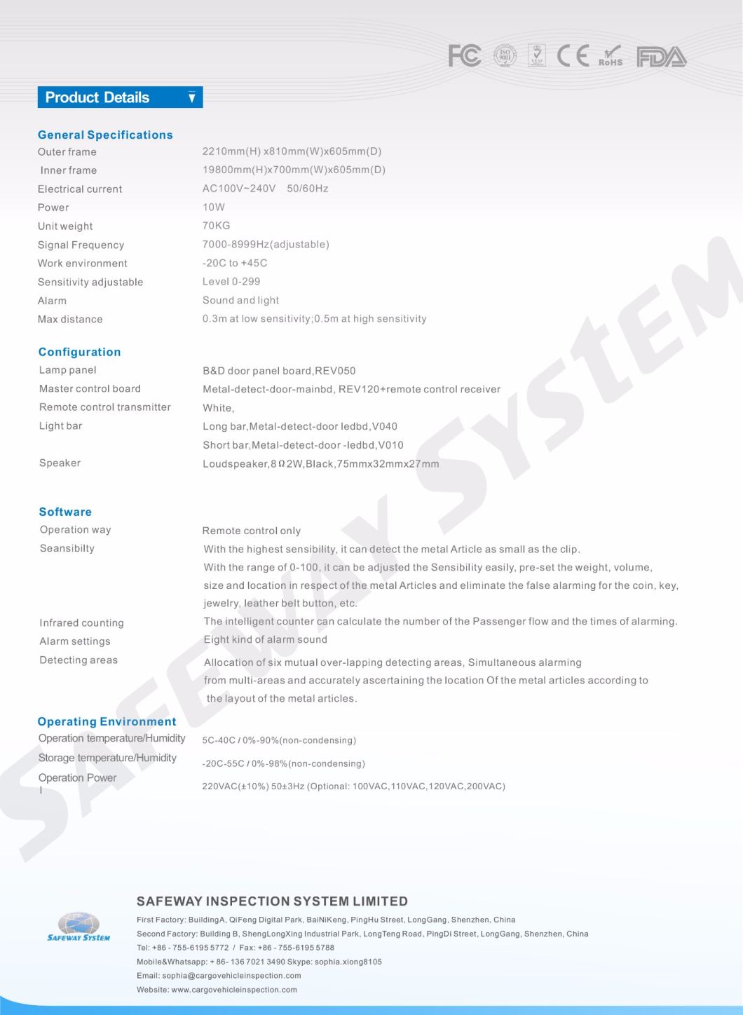 Security Products Walk Through Door Inspection Metal Machine